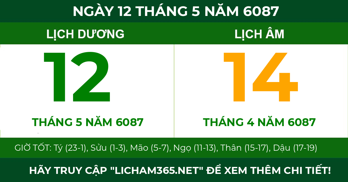 lịch âm ngày 12 tháng 5 năm 6087