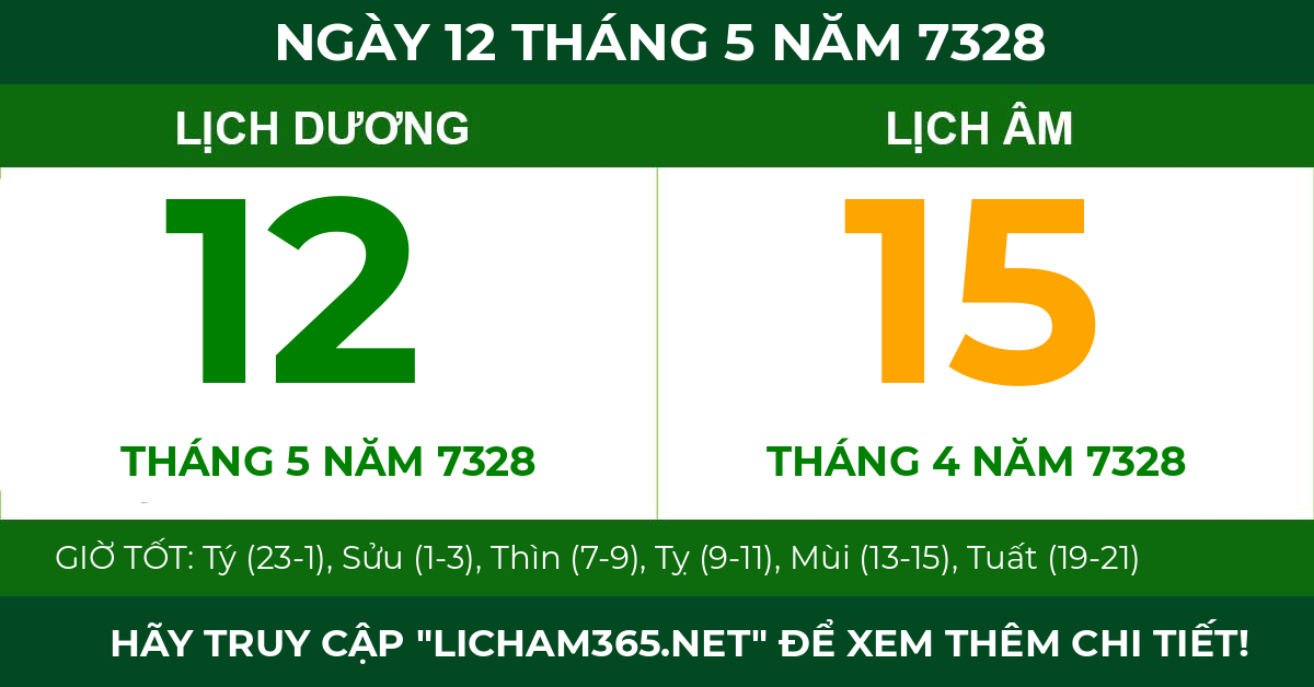 lịch âm ngày 12 tháng 5 năm 7328