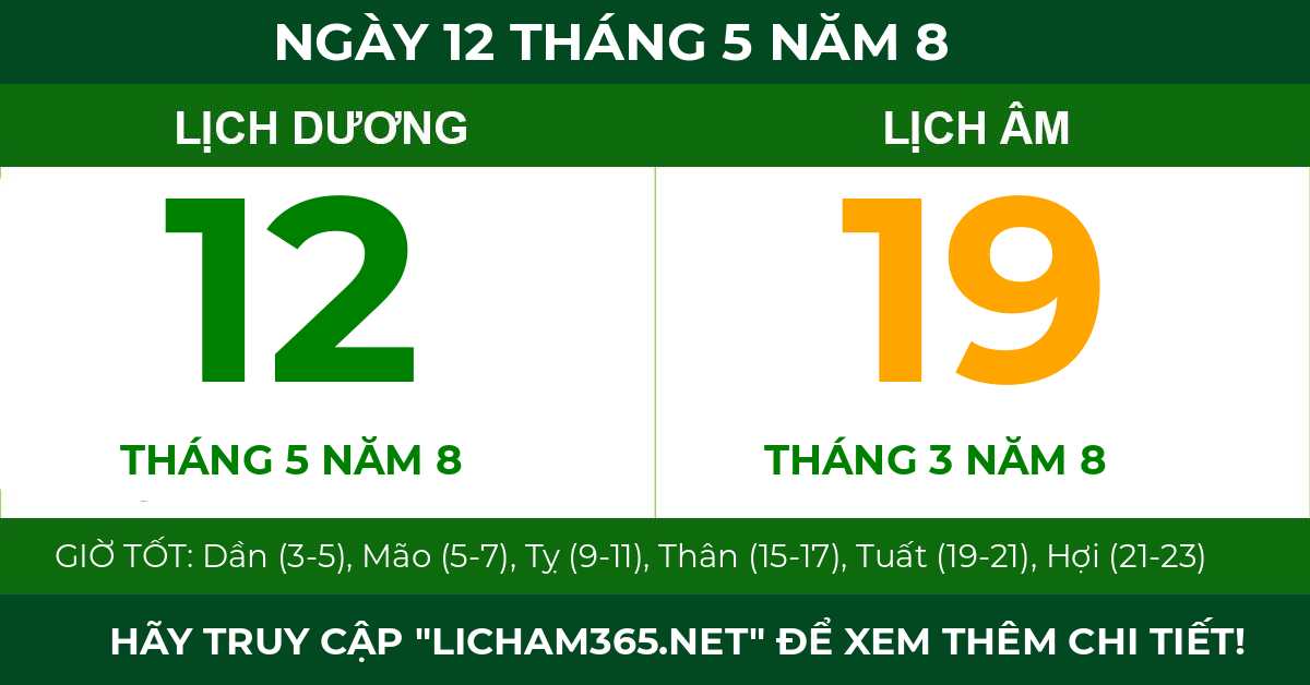 lịch âm ngày 12 tháng 5 năm 8