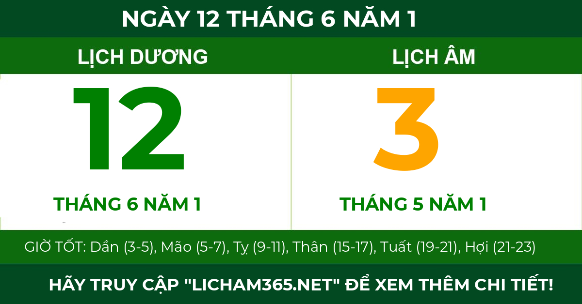 lịch âm ngày 12 tháng 6 năm 1