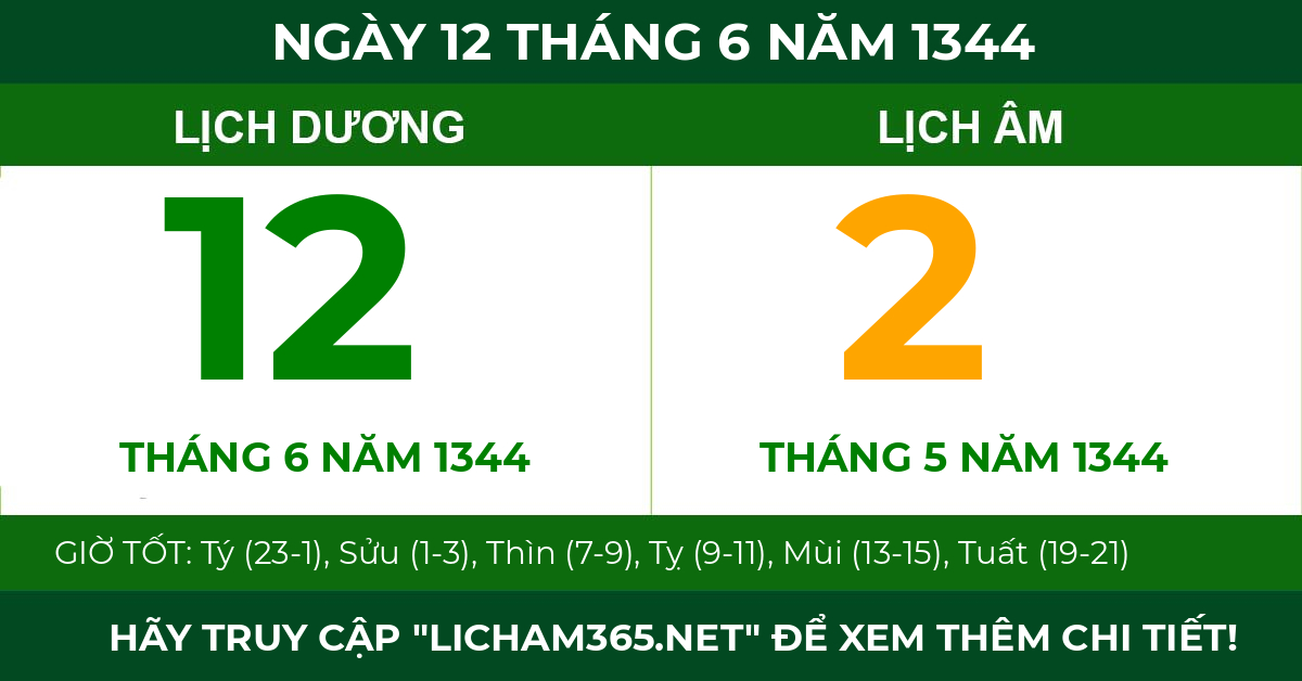 lịch âm ngày 12 tháng 6 năm 1344