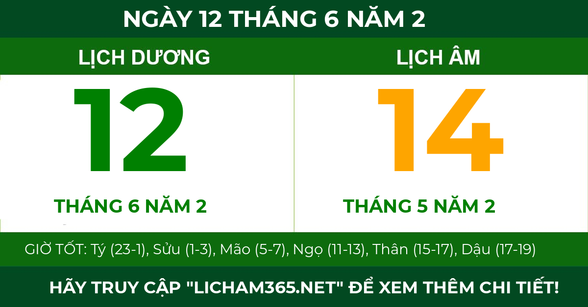 lịch âm ngày 12 tháng 6 năm 2