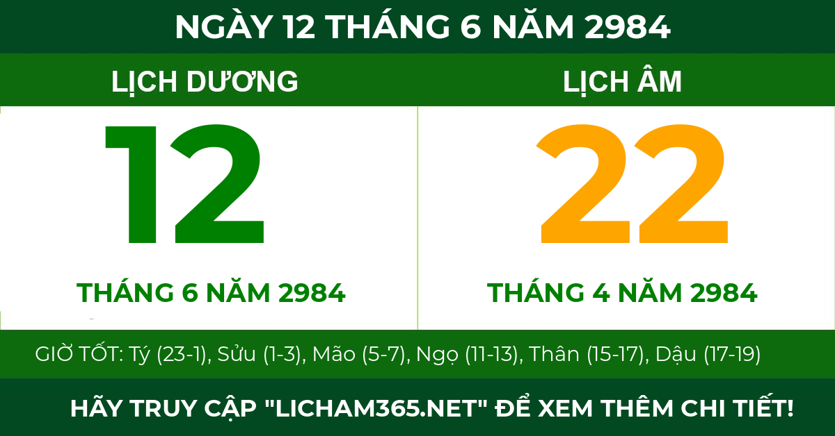 lịch âm ngày 12 tháng 6 năm 2984
