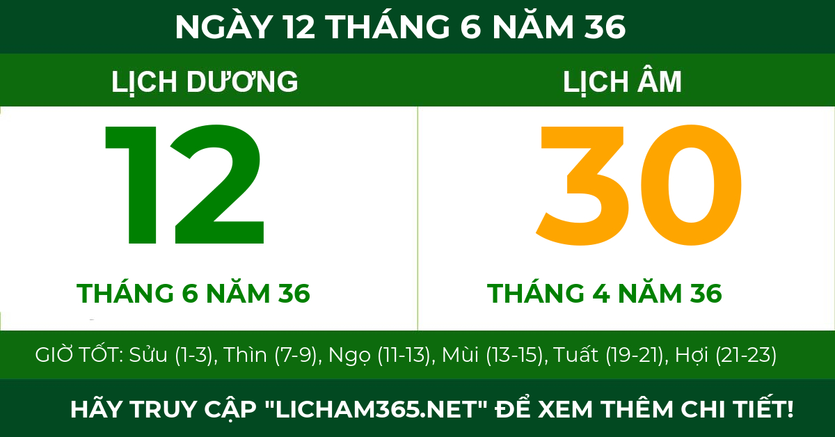 lịch âm ngày 12 tháng 6 năm 36