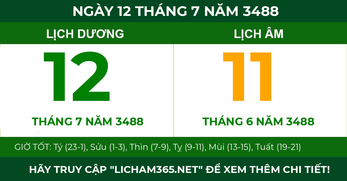 lịch âm ngày 12 tháng 7 năm 3488