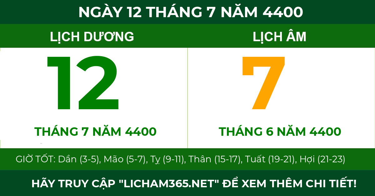 lịch âm ngày 12 tháng 7 năm 4400