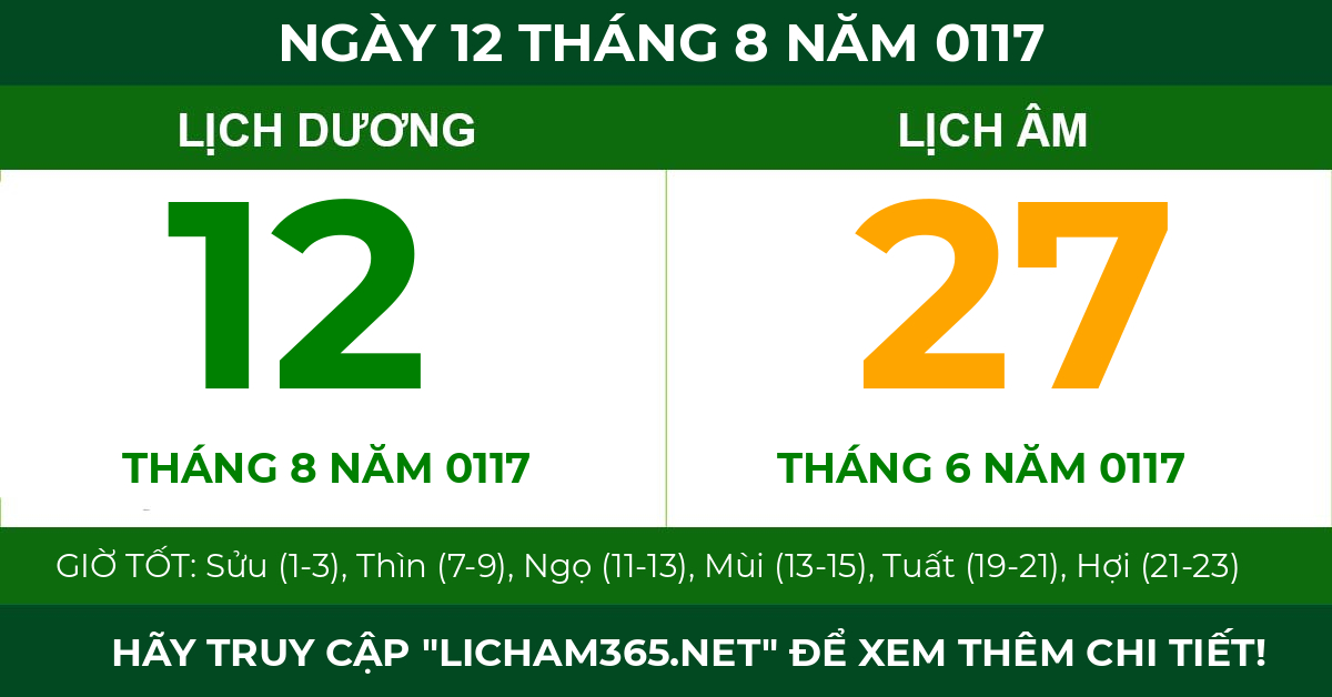lịch âm ngày 12 tháng 8 năm 0117