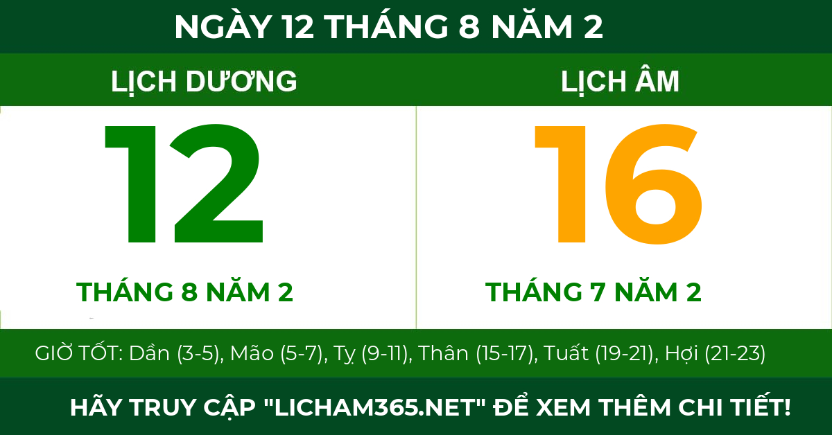 lịch âm ngày 12 tháng 8 năm 2