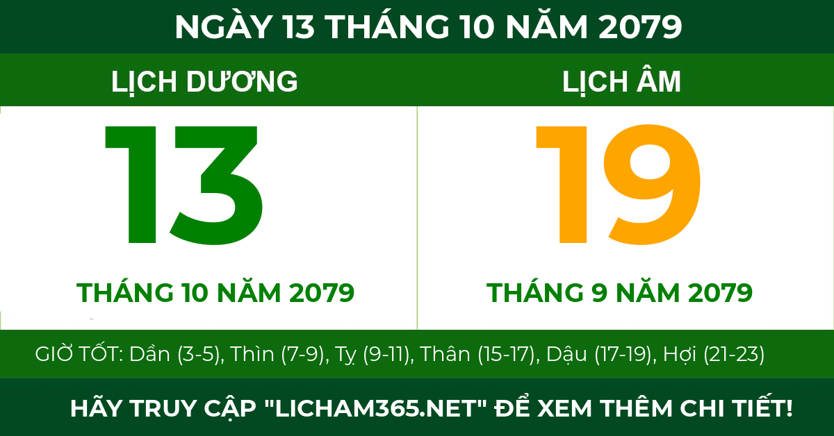 lịch âm ngày 13 tháng 10 năm 2079