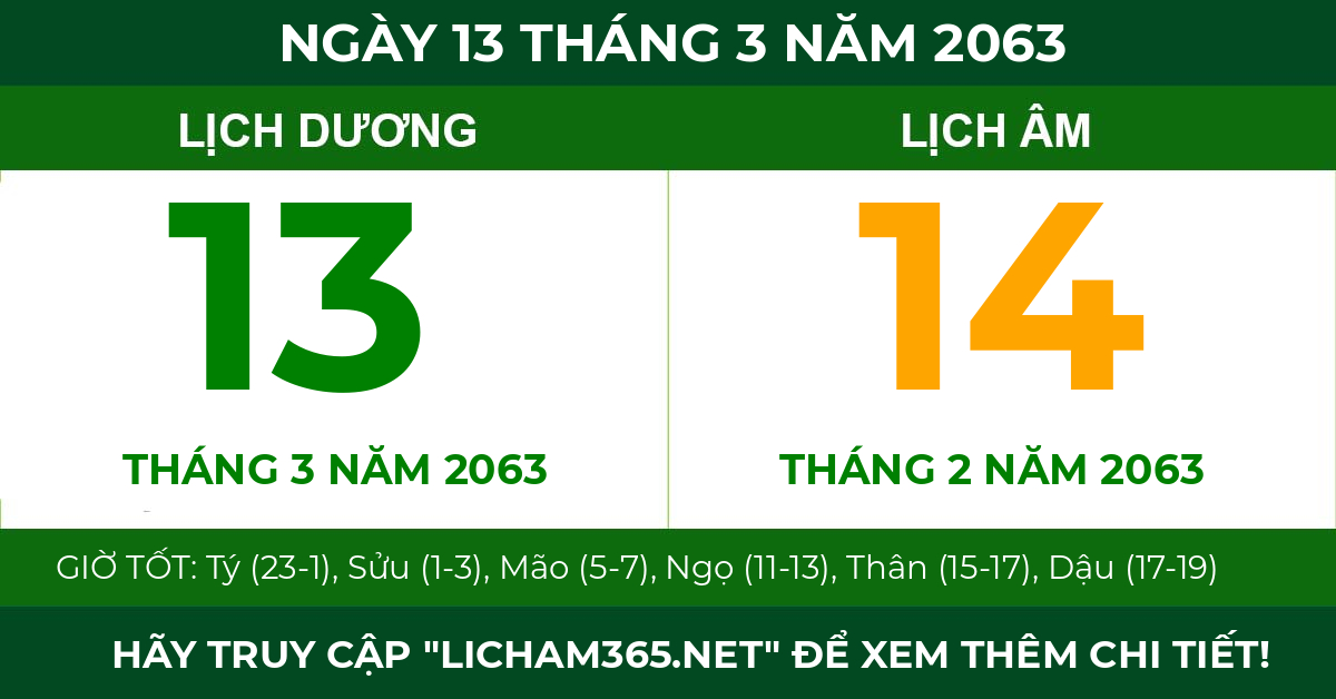 lịch âm ngày 13 tháng 3 năm 2063