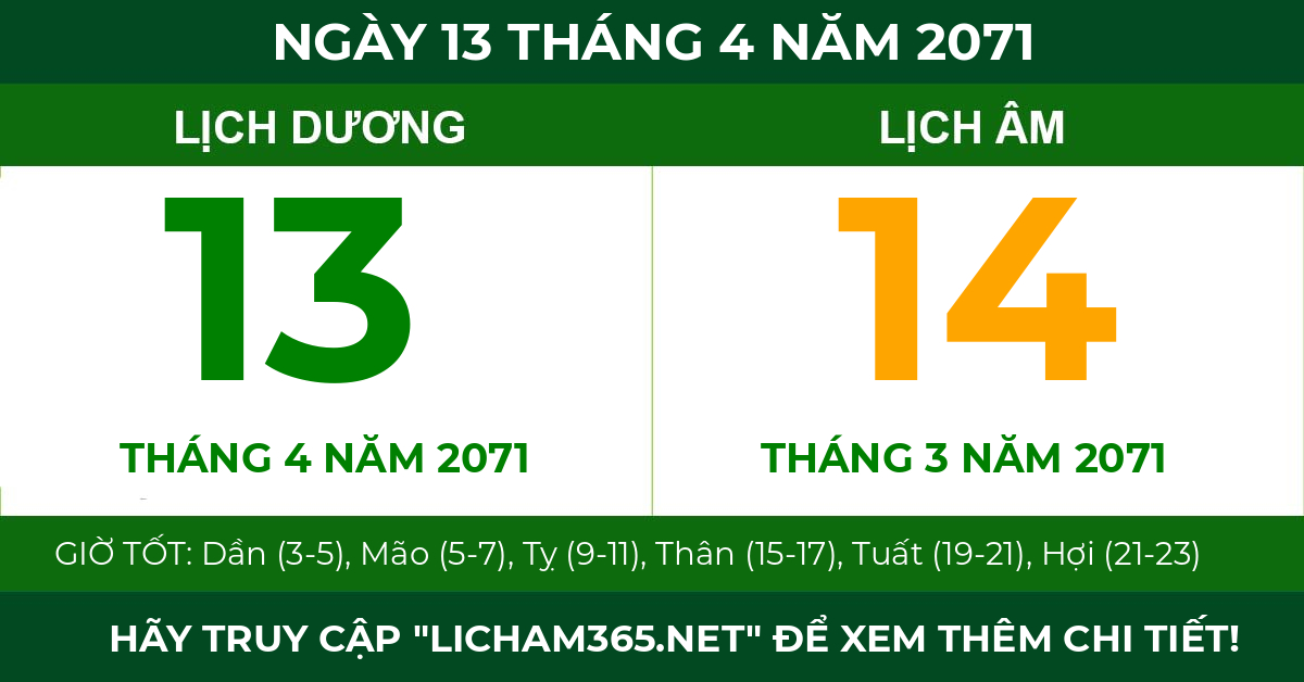 lịch âm ngày 13 tháng 4 năm 2071
