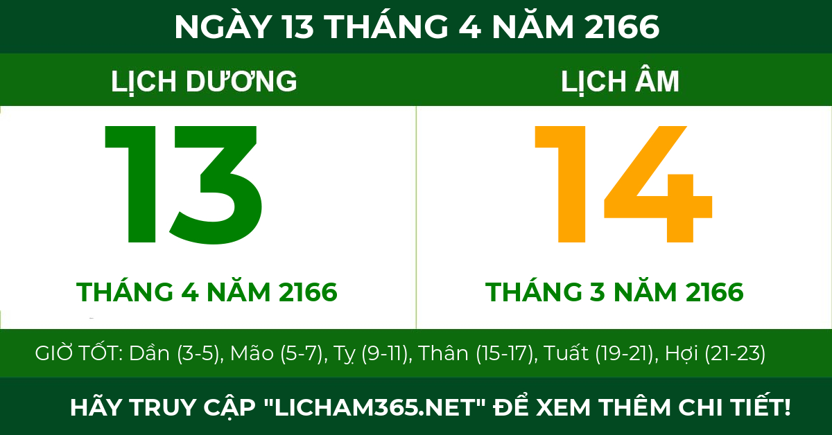 lịch âm ngày 13 tháng 4 năm 2166