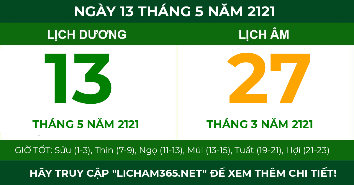 lịch âm ngày 13 tháng 5 năm 2121