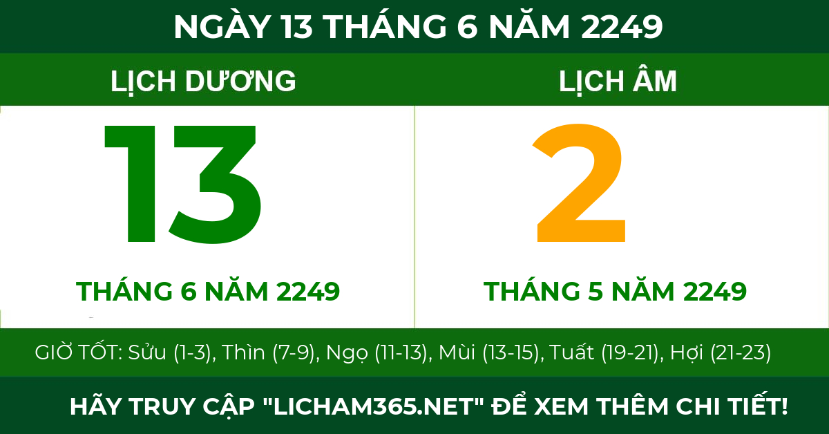 lịch âm ngày 13 tháng 6 năm 2249