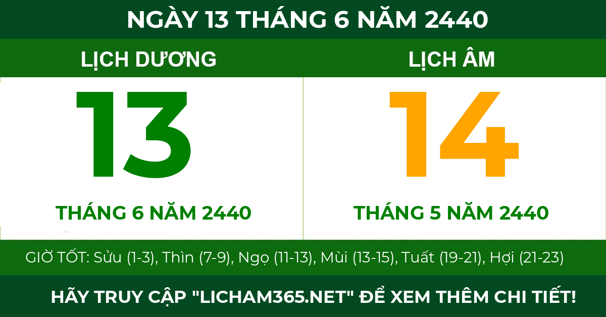 lịch âm ngày 13 tháng 6 năm 2440