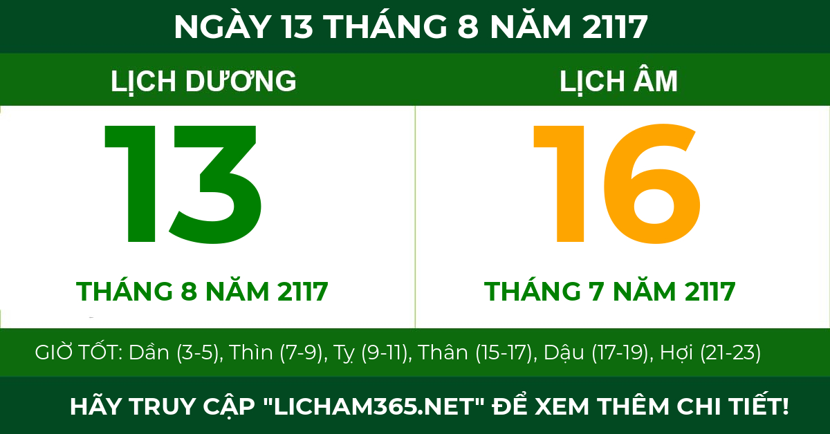 lịch âm ngày 13 tháng 8 năm 2117