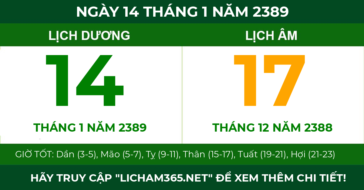 lịch âm ngày 14 tháng 1 năm 2389
