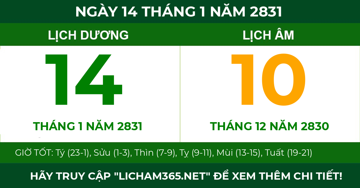 lịch âm ngày 14 tháng 1 năm 2831