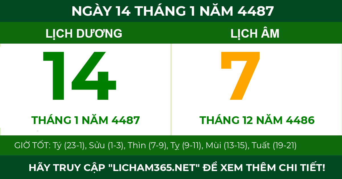 lịch âm ngày 14 tháng 1 năm 4487