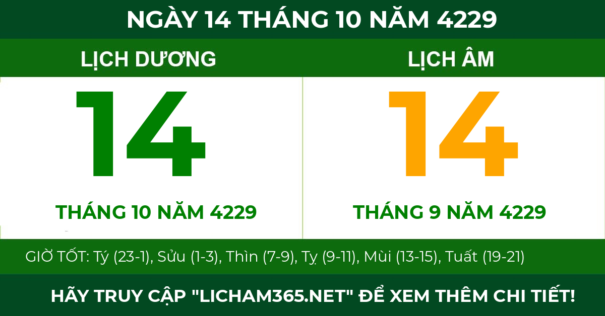 lịch âm ngày 14 tháng 10 năm 4229