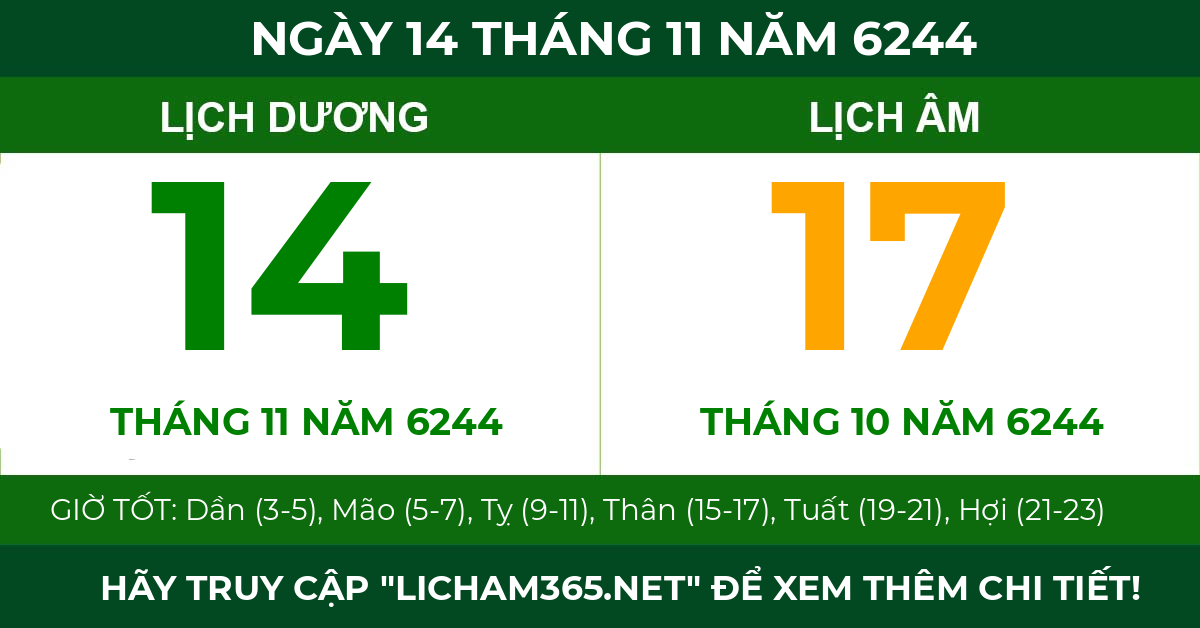 lịch âm ngày 14 tháng 11 năm 6244