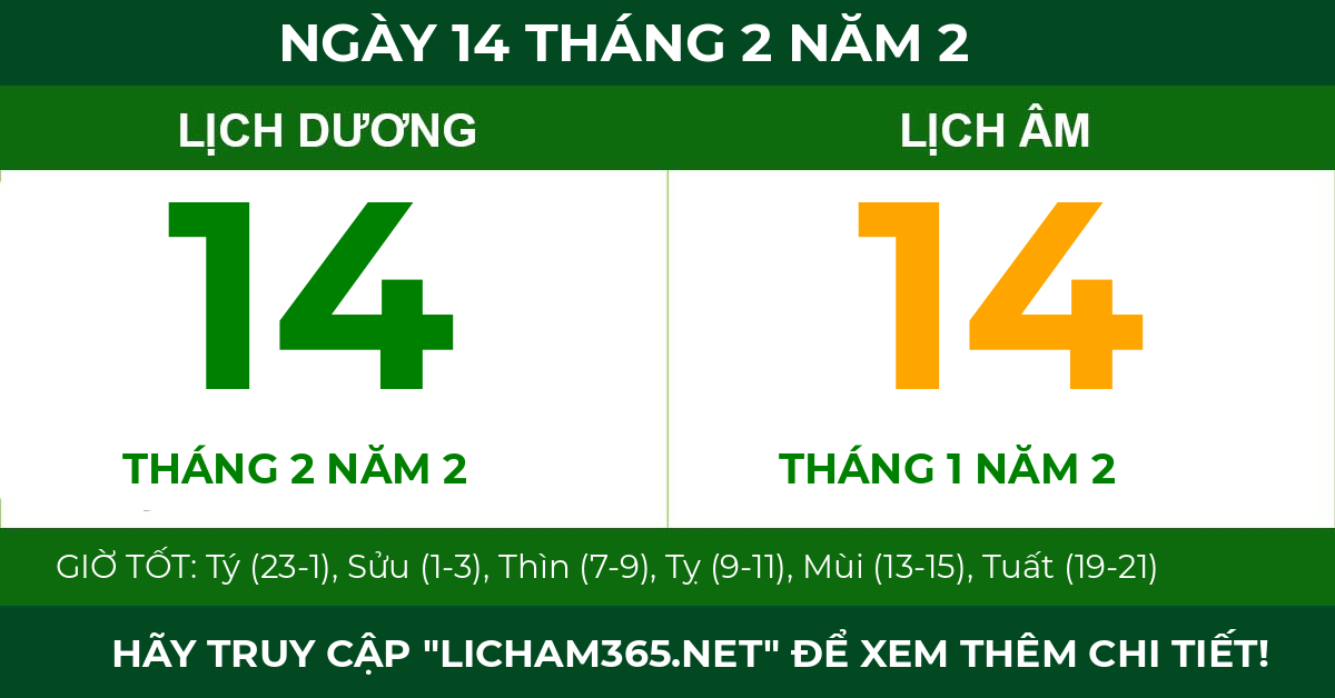 lịch âm ngày 14 tháng 2 năm 2