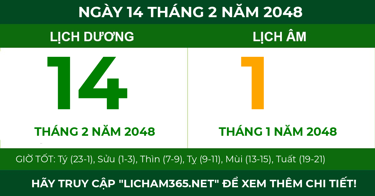 lịch âm ngày 14 tháng 2 năm 2048