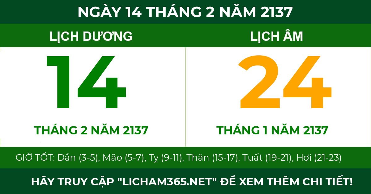 lịch âm ngày 14 tháng 2 năm 2137