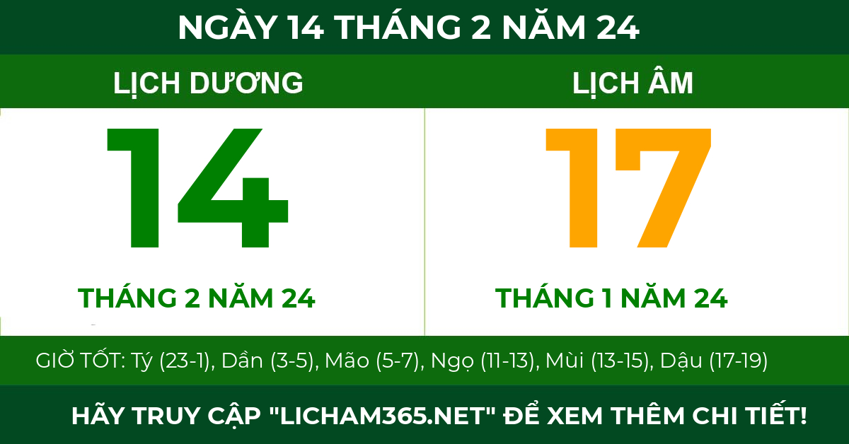 lịch âm ngày 14 tháng 2 năm 24