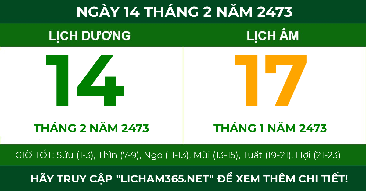 lịch âm ngày 14 tháng 2 năm 2473