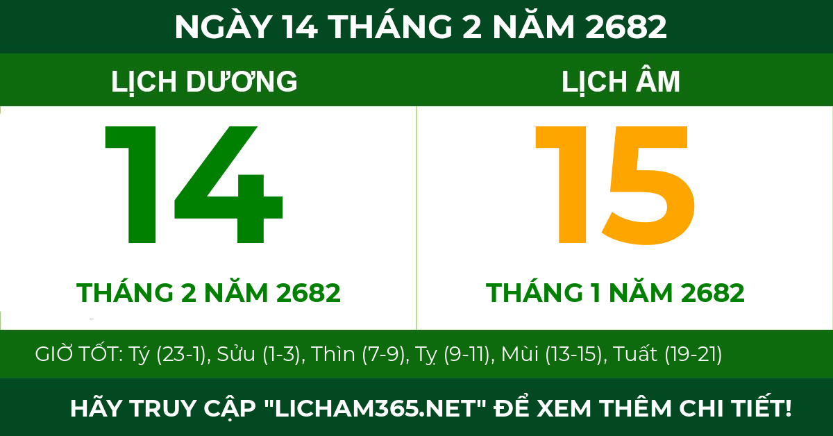 lịch âm ngày 14 tháng 2 năm 2682