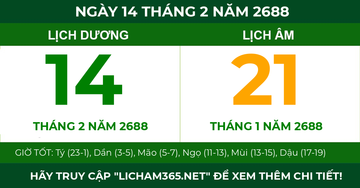 lịch âm ngày 14 tháng 2 năm 2688