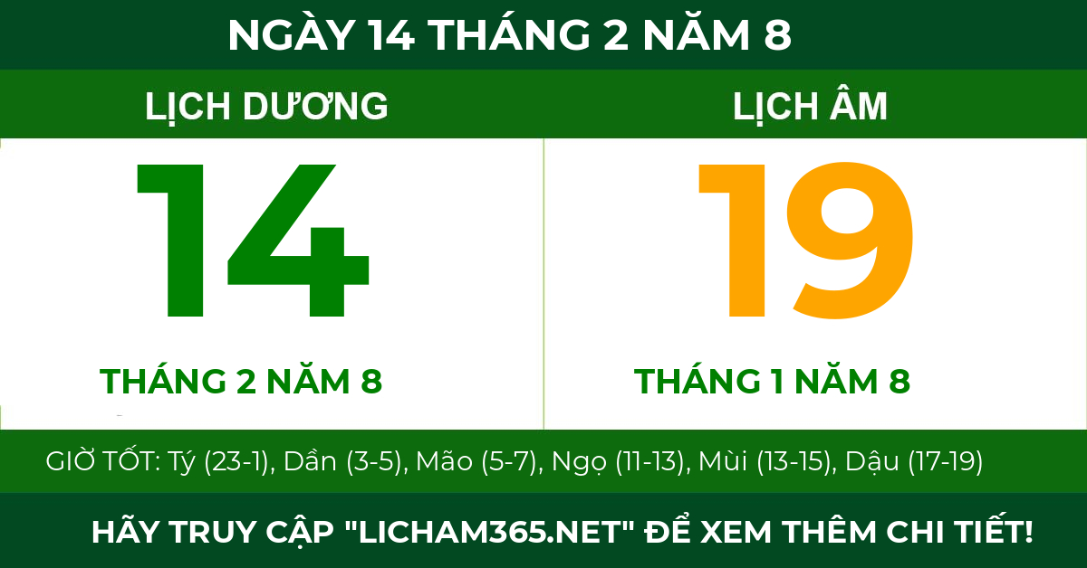 lịch âm ngày 14 tháng 2 năm 8