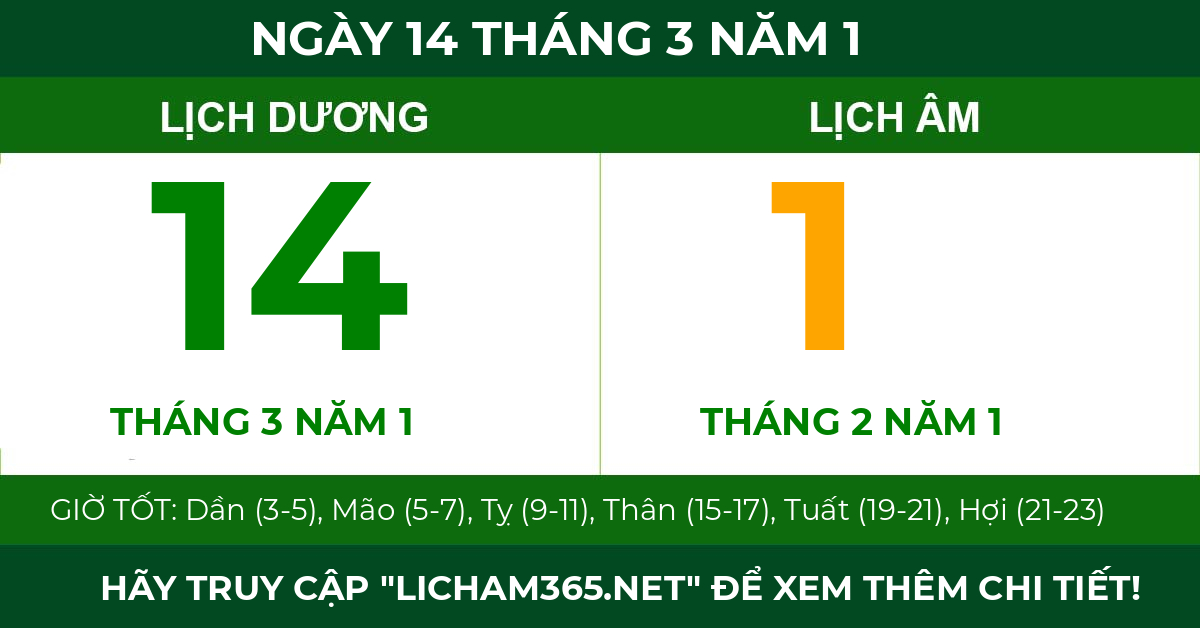 lịch âm ngày 14 tháng 3 năm 1