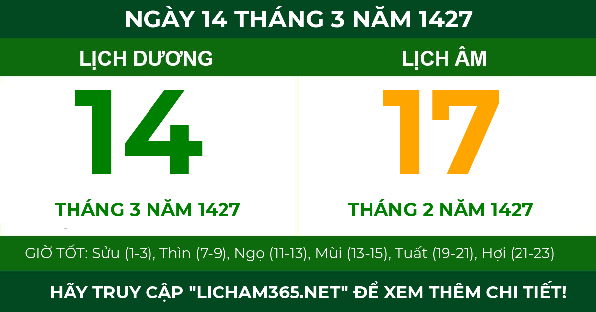 lịch âm ngày 14 tháng 3 năm 1427