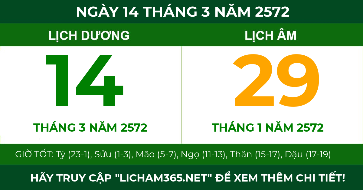 lịch âm ngày 14 tháng 3 năm 2572