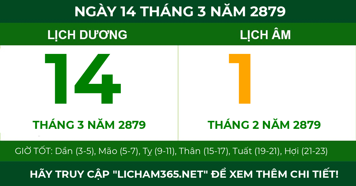 lịch âm ngày 14 tháng 3 năm 2879