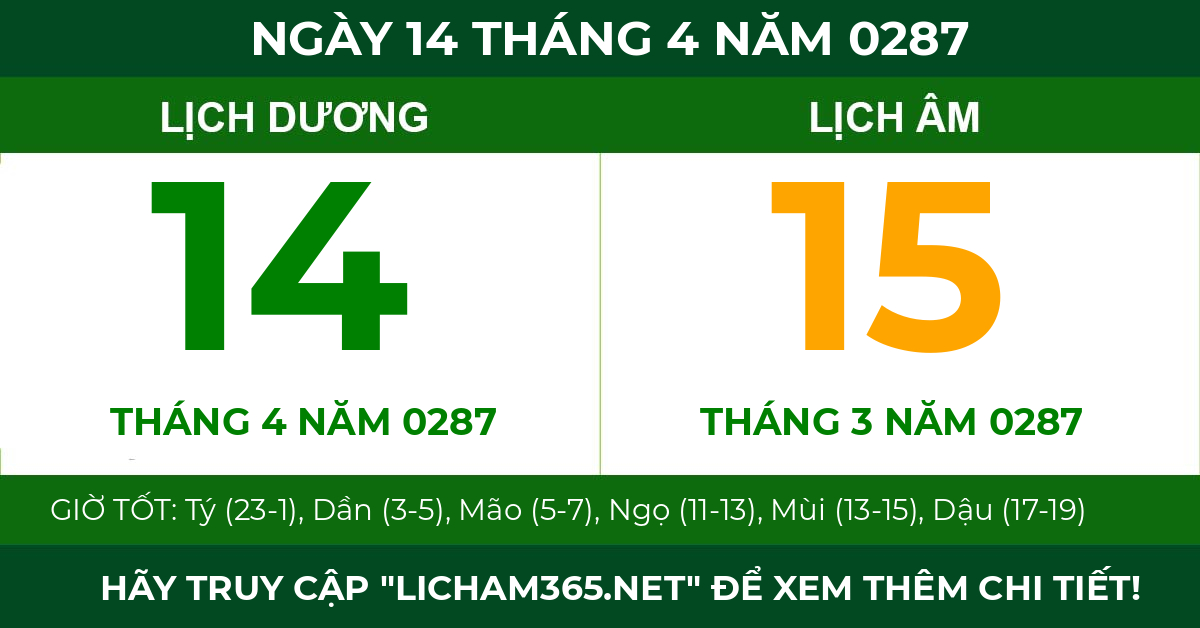 lịch âm ngày 14 tháng 4 năm 0287