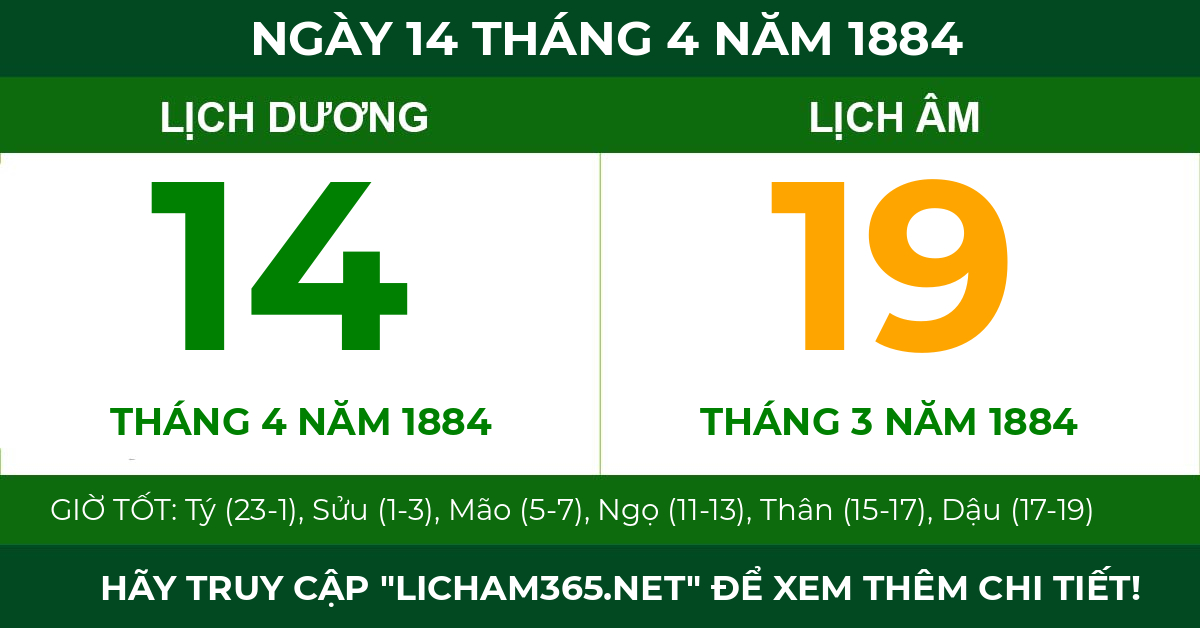 lịch âm ngày 14 tháng 4 năm 1884
