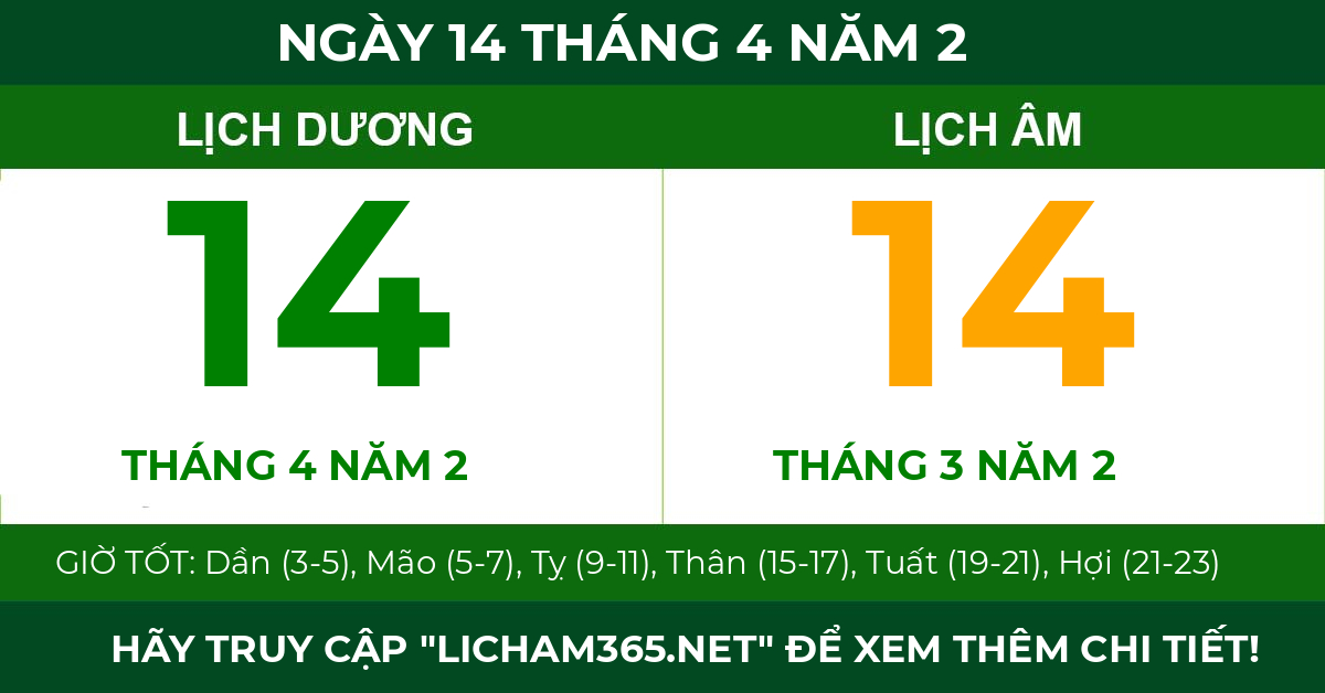 lịch âm ngày 14 tháng 4 năm 2
