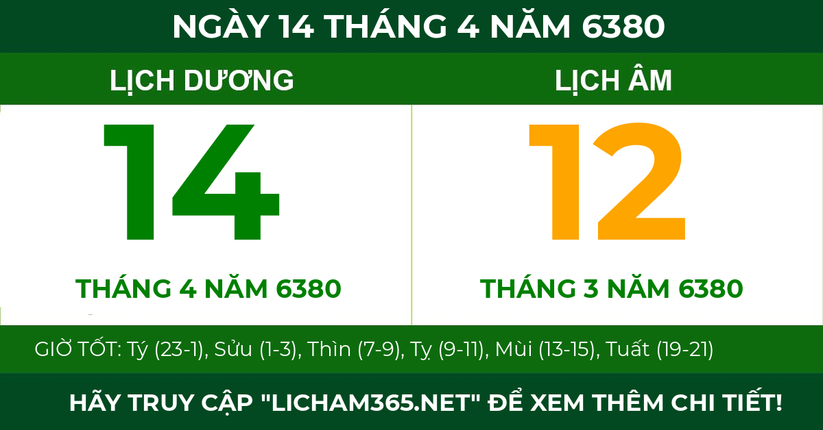 lịch âm ngày 14 tháng 4 năm 6380