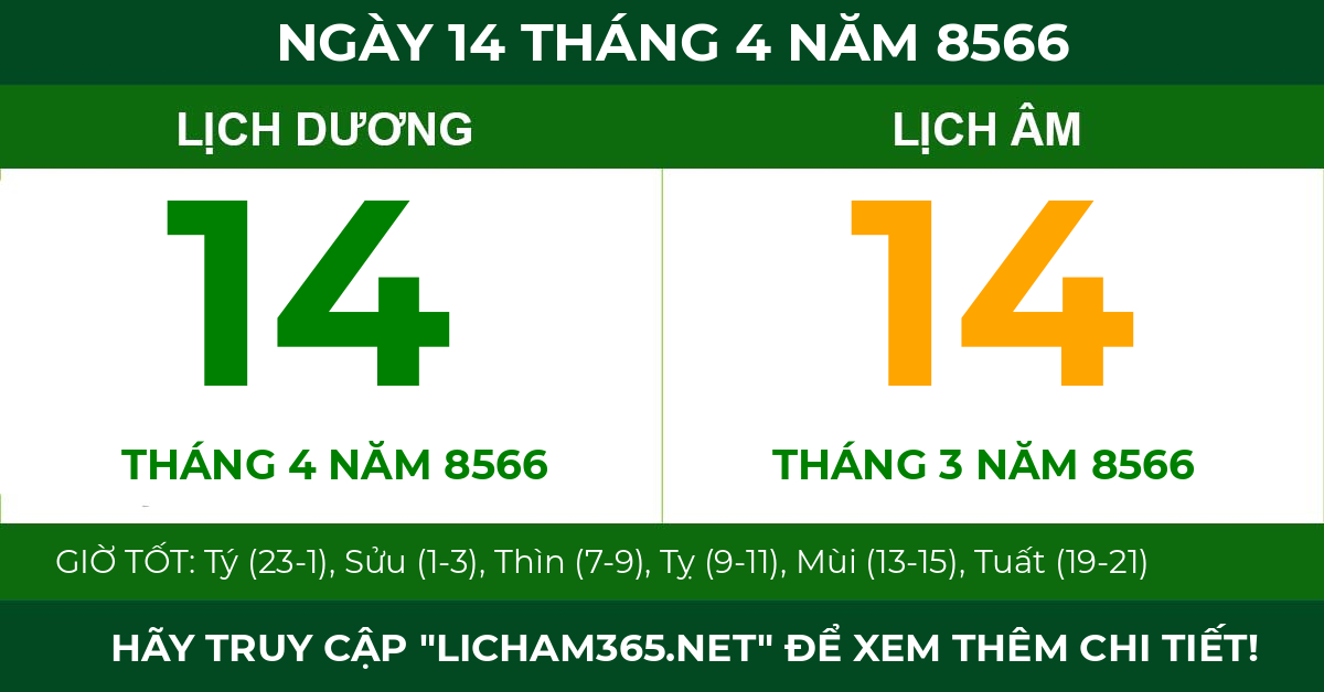 lịch âm ngày 14 tháng 4 năm 8566