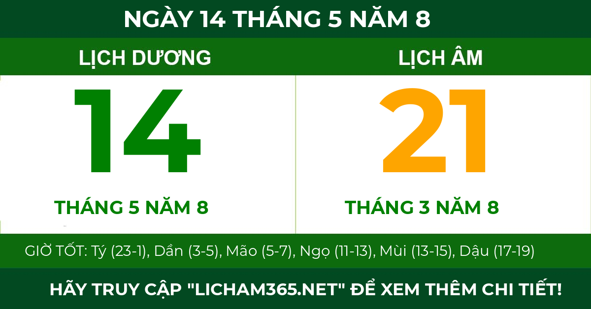 lịch âm ngày 14 tháng 5 năm 8
