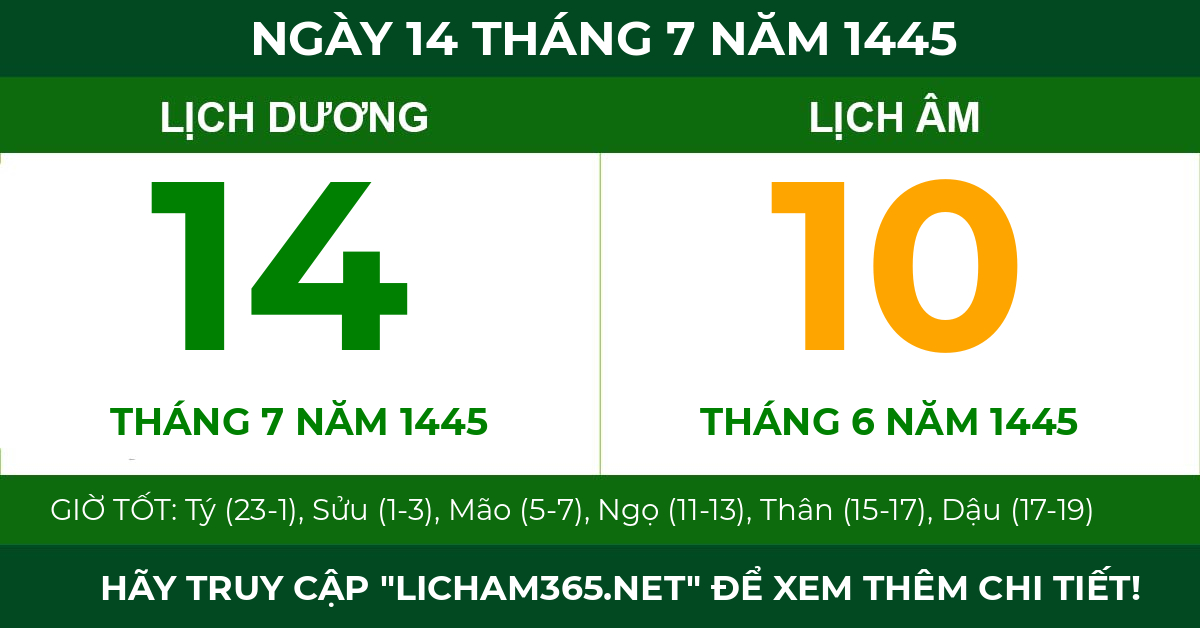 lịch âm ngày 14 tháng 7 năm 1445