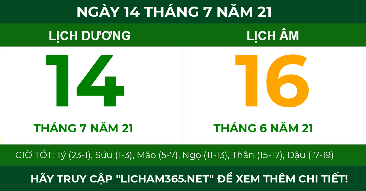 lịch âm ngày 14 tháng 7 năm 21