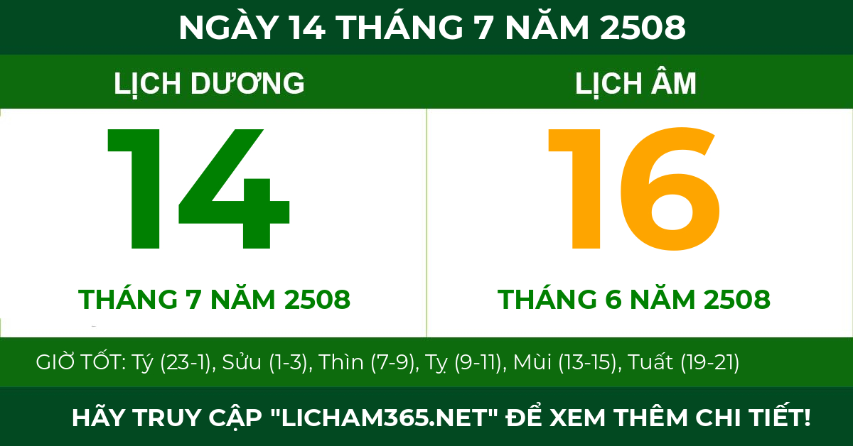 lịch âm ngày 14 tháng 7 năm 2508