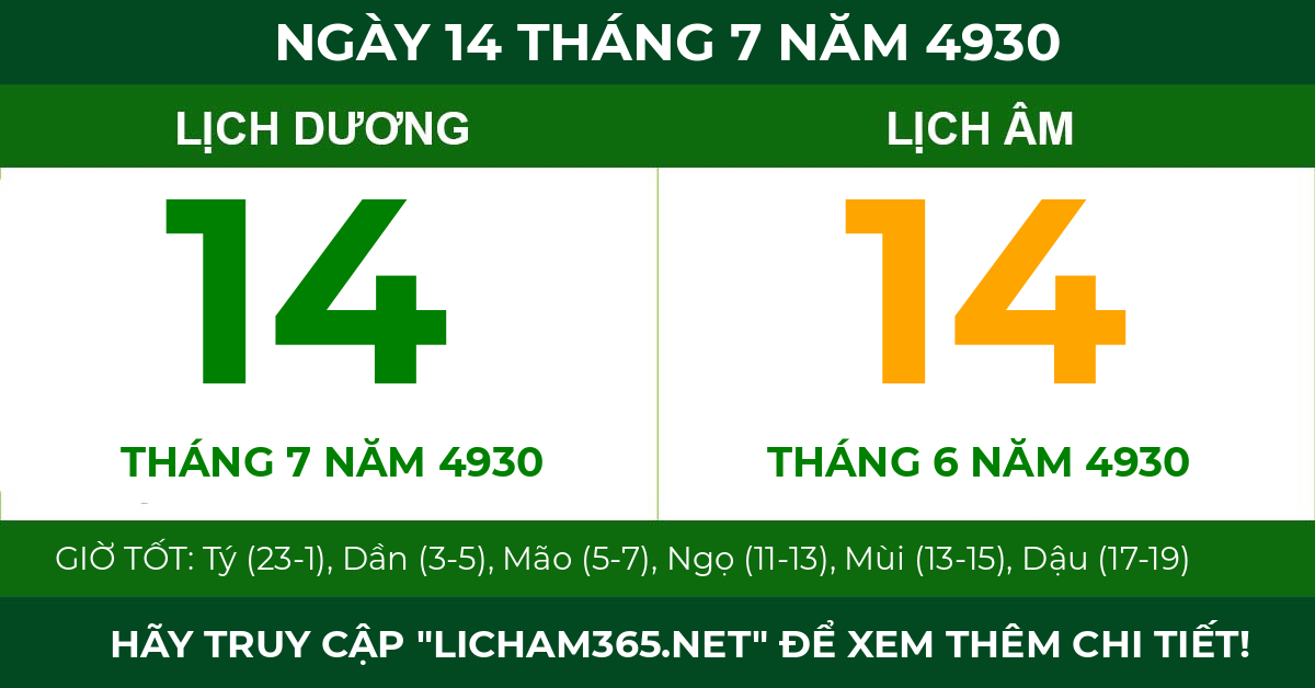 lịch âm ngày 14 tháng 7 năm 4930