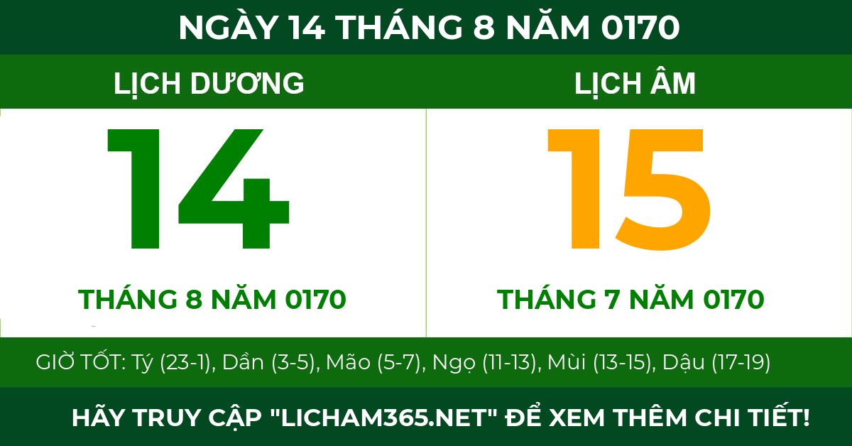 lịch âm ngày 14 tháng 8 năm 0170