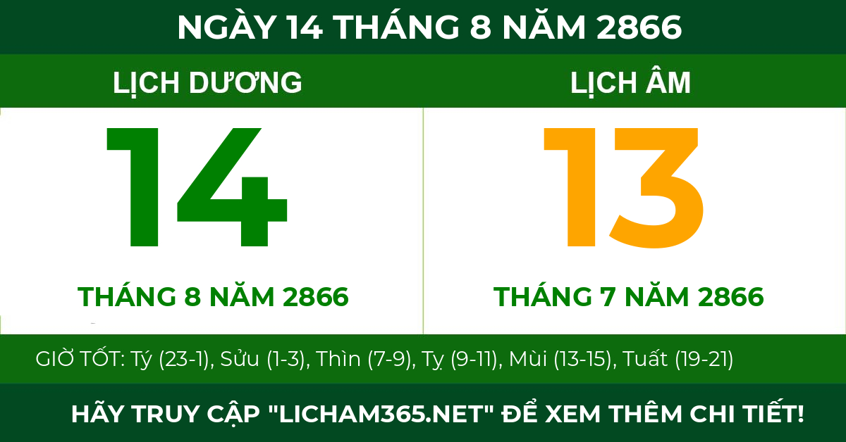 lịch âm ngày 14 tháng 8 năm 2866