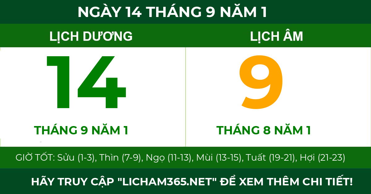 lịch âm ngày 14 tháng 9 năm 1